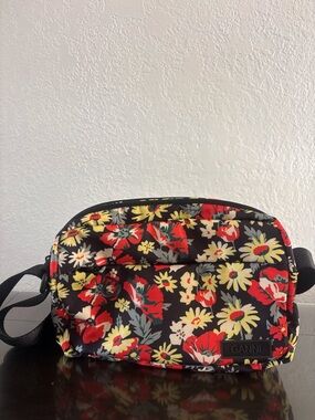 Ganni Black Floral Crossbody with Red and Yellow Flowers